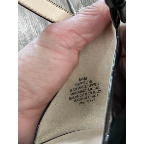 Nine West Women's Black Patent Pruce Ankle Strap Block Heel Sandals Size 8.5M - Picture 6 of 10